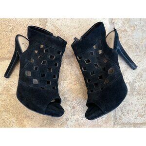 Jessica Simpson Black Suede Peep-Toe Cutout Ankle Booties Size 5.5